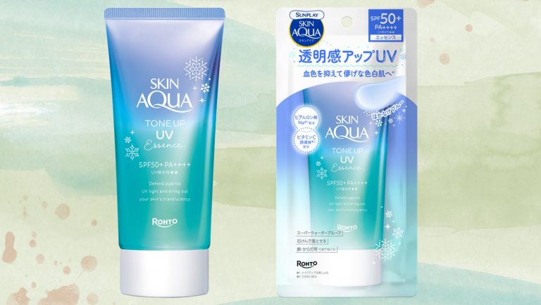 Berseri tanpa filter dengan Sunplay Skin Aqua Tone Up UV Essence (Blue) terbaharu